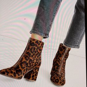Madewell The Amalia Zip Boot in Leopard Calf Hair